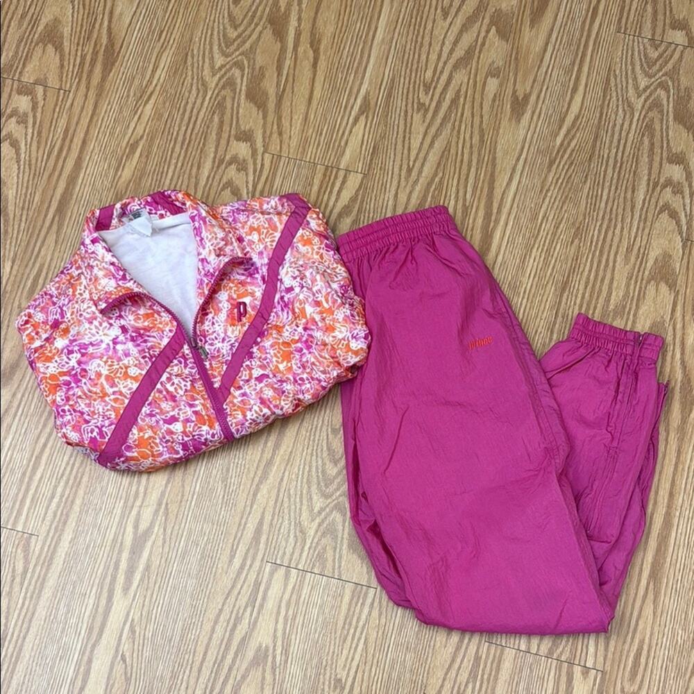 Prince women’s neon pink orange vintage floral tennis wind breaker set mixed